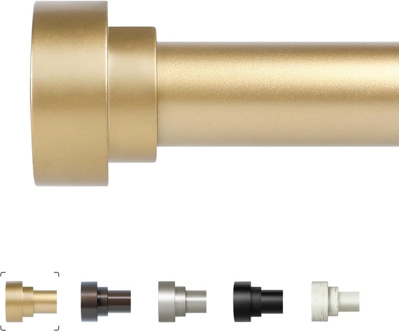 hei! dear Gold Curtain Rods 18 to 60 Inch(1.5-5ft), 1 Inch Heavy Duty, Modern Decorative, Brass Gold - Image 1